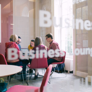 Students in business school classroom