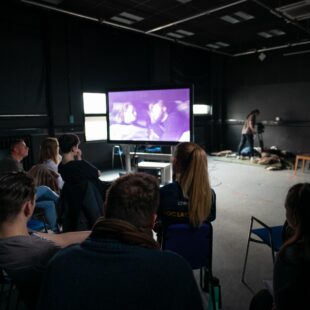 Students using film and editing equipment and software