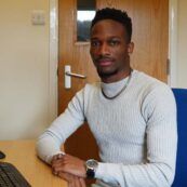 Law student sat in an office