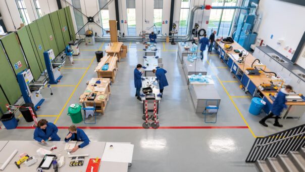 students working in engineering room