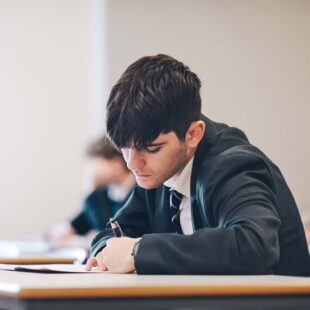Secondary school student working in an English class