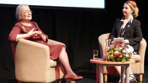 Lady Hale and Dr Amy Elkington on stage in conversation