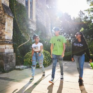 Students walking outside Cloisters