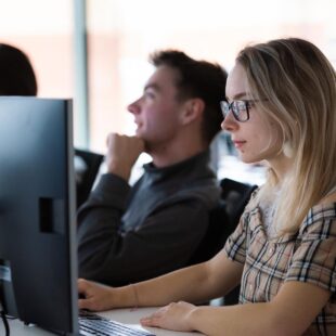 Students using computers