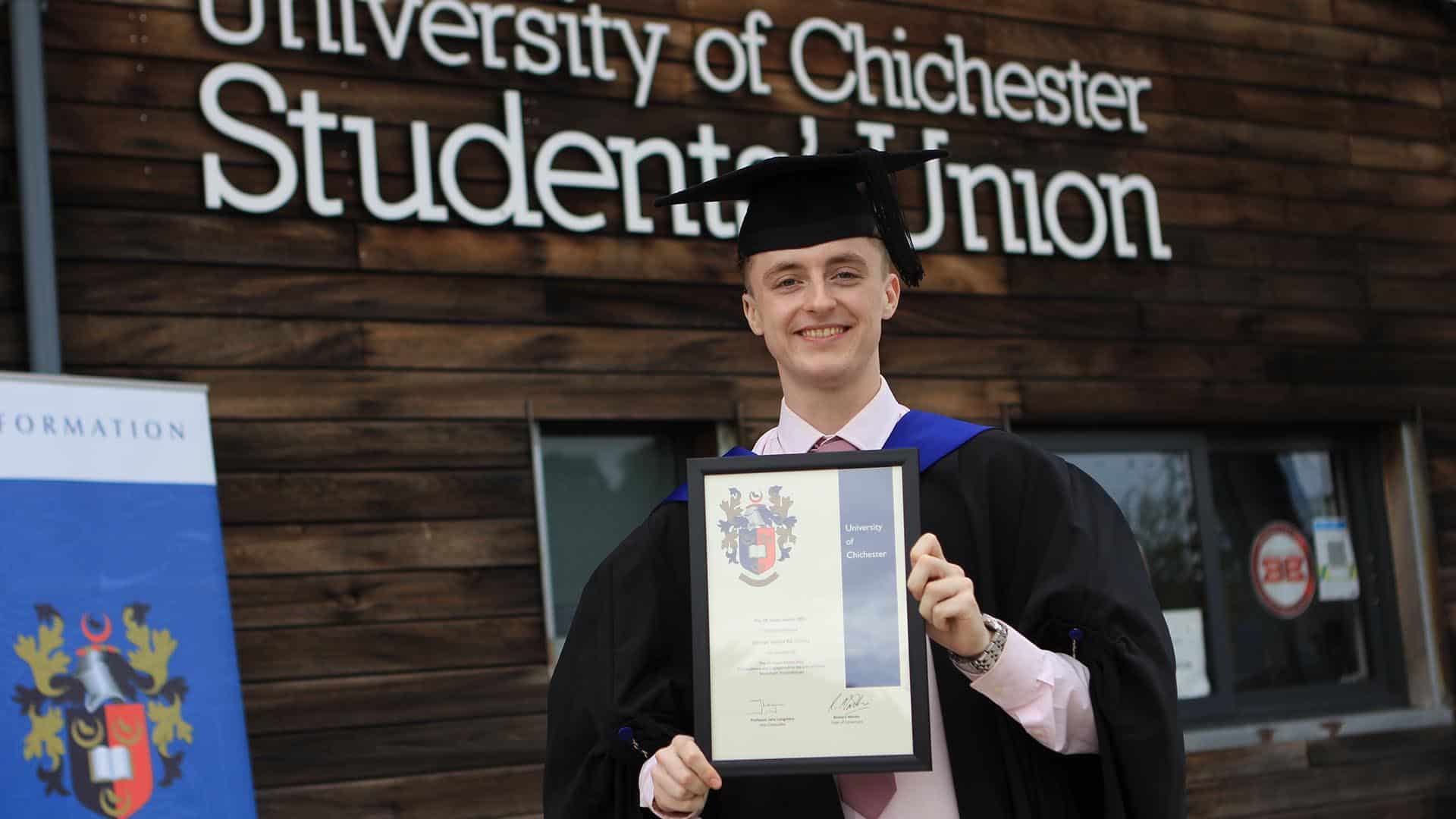 Graduation Photo outside Student Union