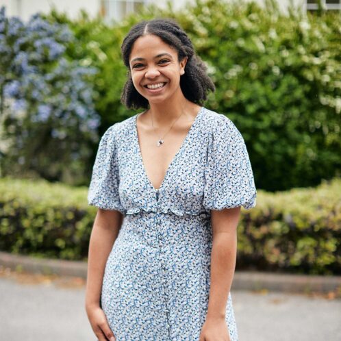 Smiling student outside