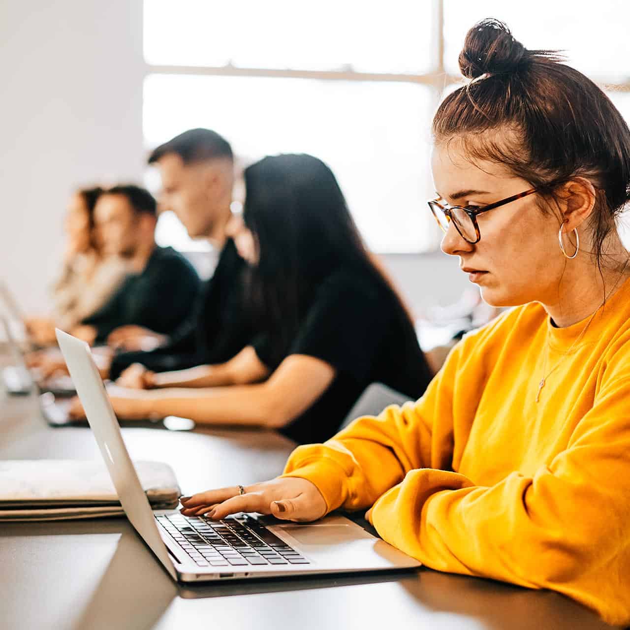 students working in a lecture