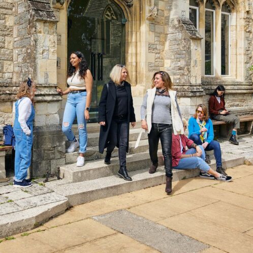 group of students outside Cloisters