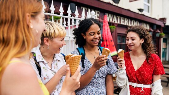 Students having Ice cream in bognor regis