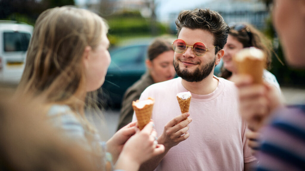 Students having Ice cream in bognor regis