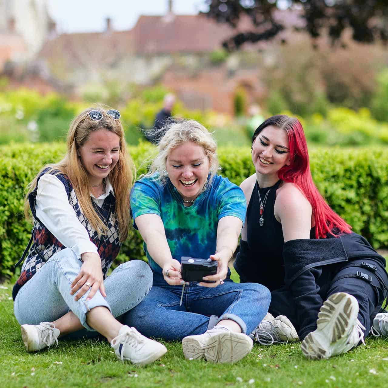 Students taking selfie