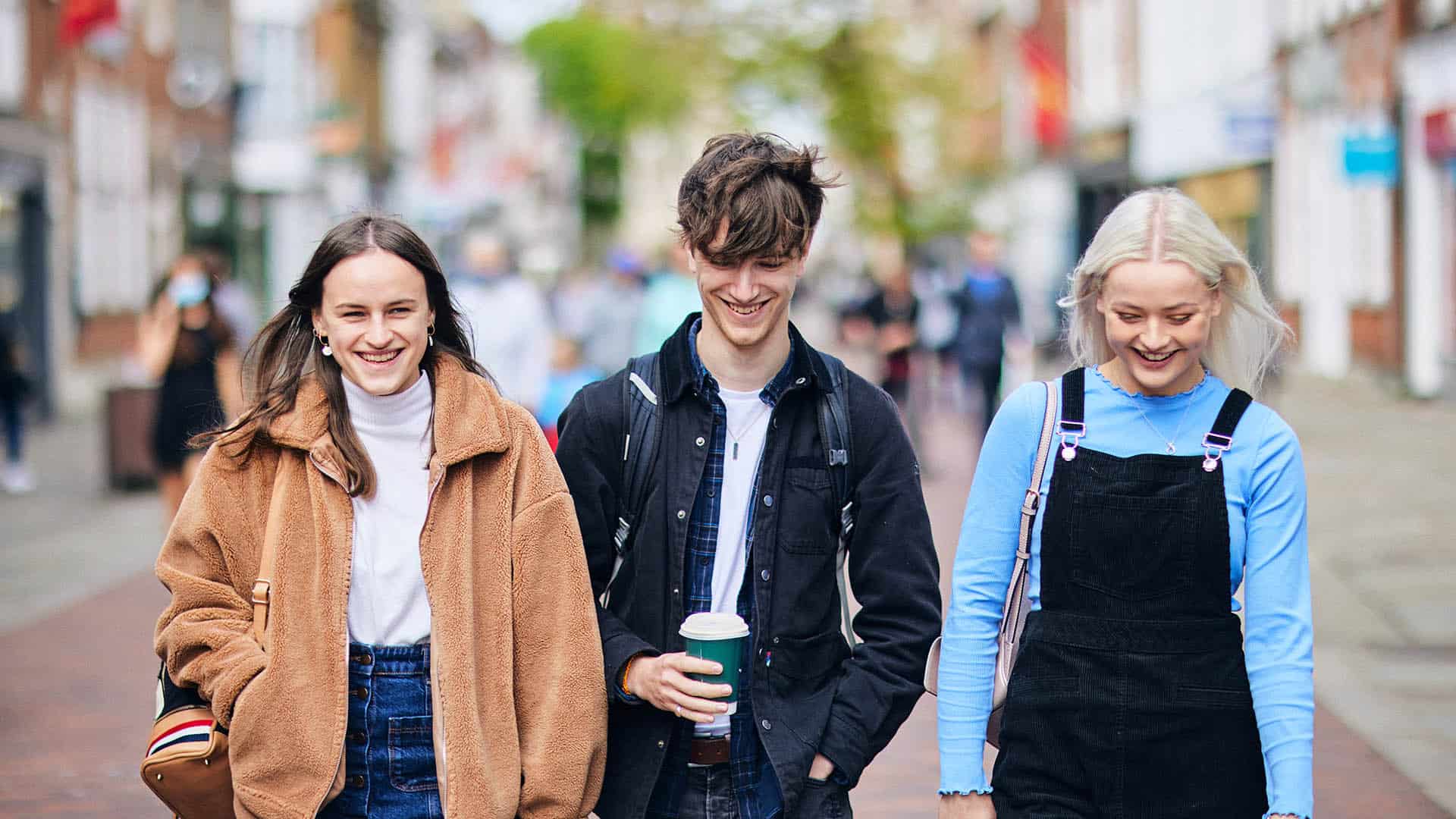 Students walking through high street