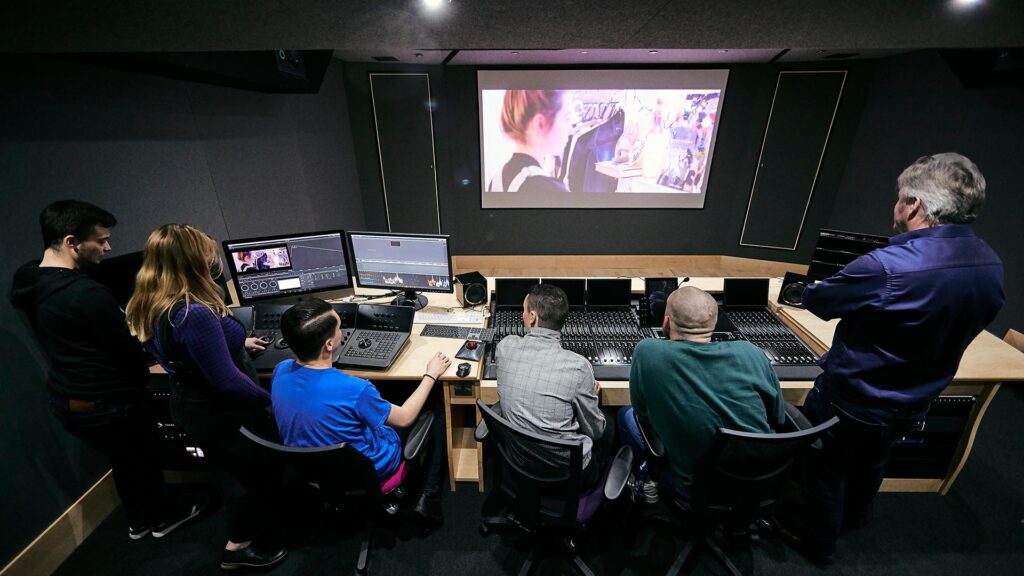 Students using editing suite in Technology Park