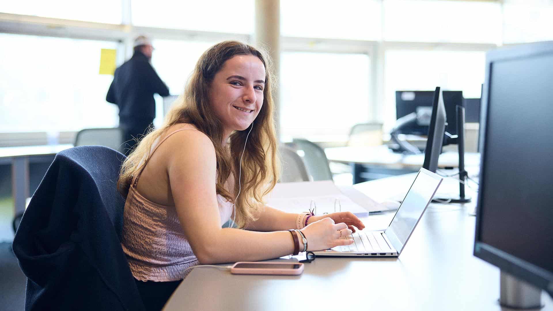 Student working on a computer