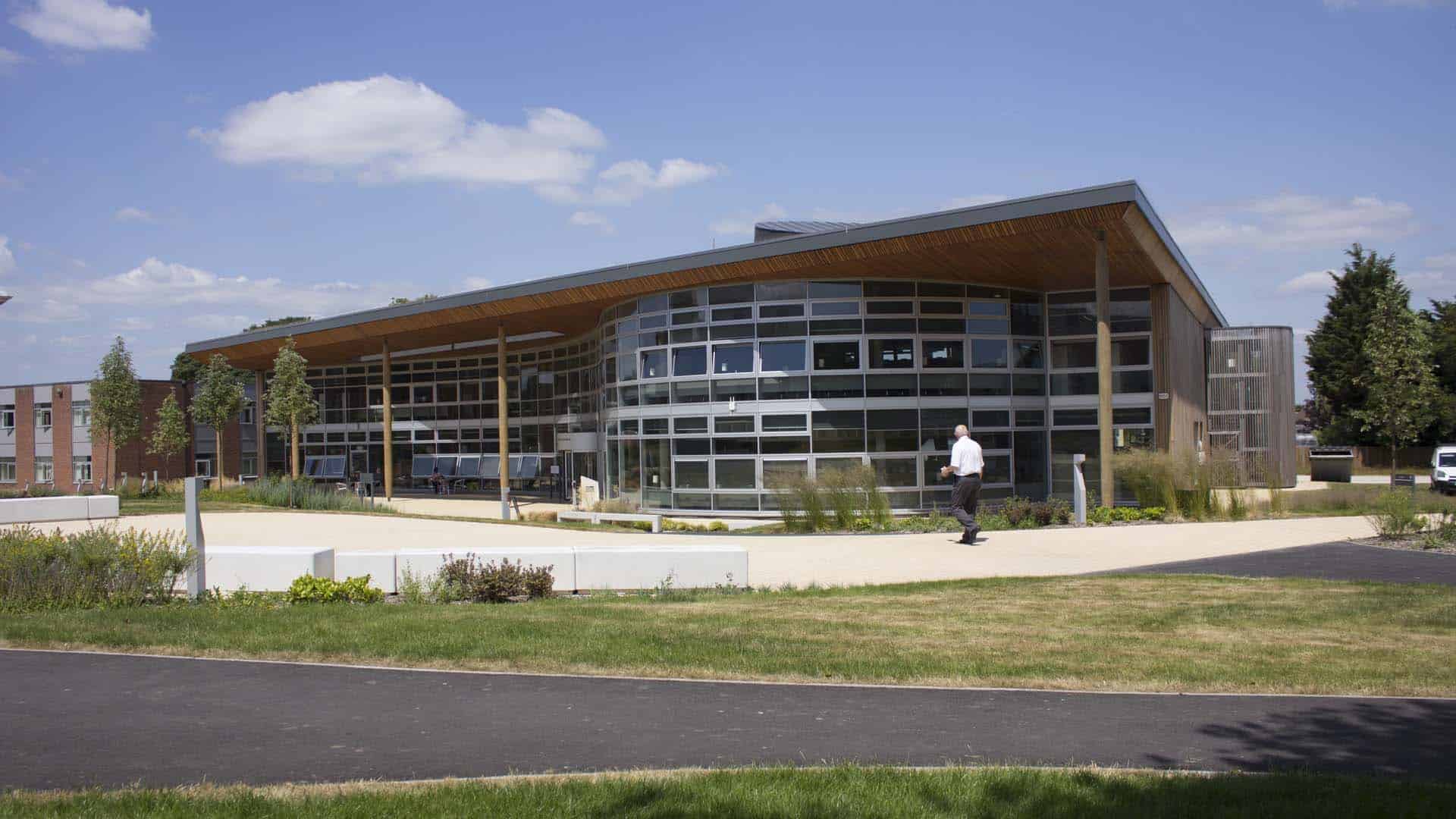 A front on image of the Learning Resource Centre at the Bognor Regis campus