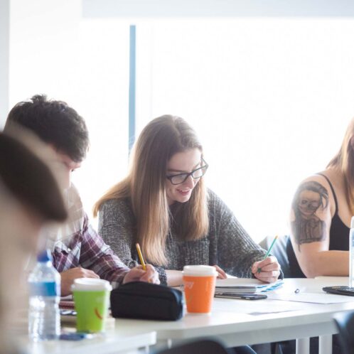 Students writing