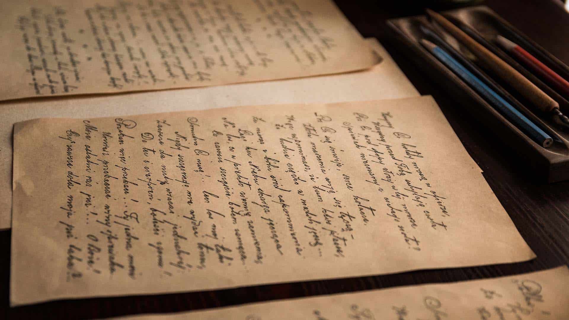 Historical papers sat out on a desk