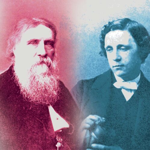 Study The Greats Older photographs of both Charles Dickens and Oscar Wilde colourised in pink and blue respectively.
