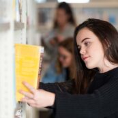 Student in library