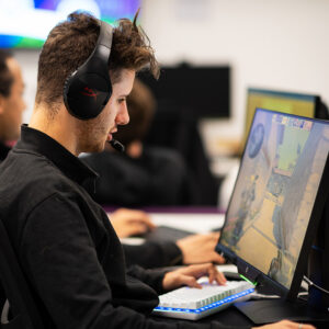 Esports student on computer