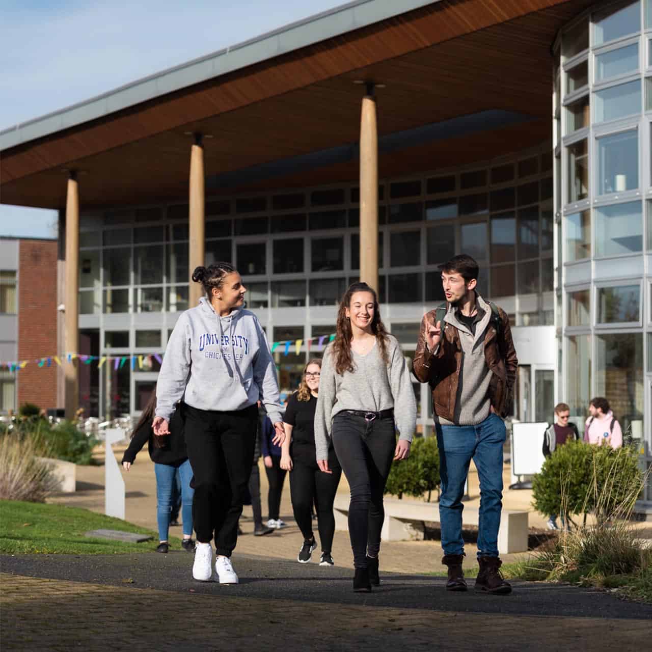 Students walking at Bognor Regis Campus