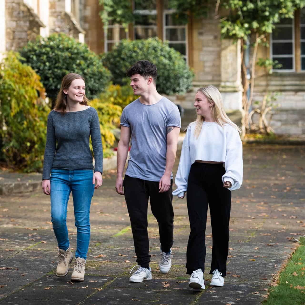 Students outside cloisters