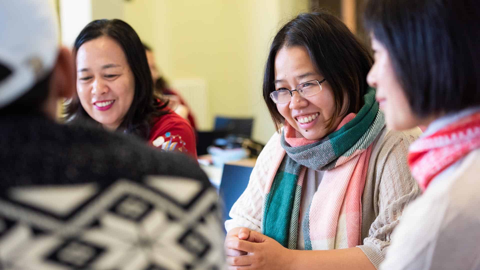 international student talking to lecturer
