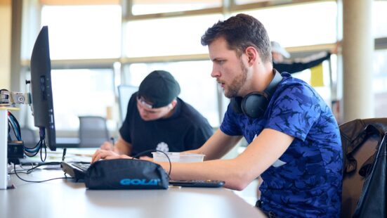 Students working on a computer