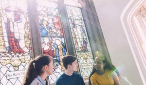 Students in cloisters