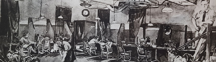 19 BANNER IMAGE 5 FILTER ROOM Sketch of Bishop Otter Campus around D-Day