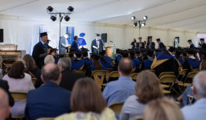 Lewis at graduation ceremony