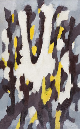 William Gear (1915-1997), White Feature, 1958, oil on canvas, purchased from the Artist 1959, © The Artist’s Estate, Courtesy The Bishop Otter Trust