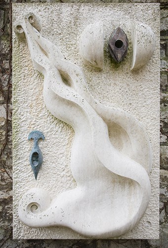 Peter Hodgkinson (b.1965) The Murray Relief, 1993, limestone and bronze, University of Chichester Art Collection, on display in the Cloisters Courtyard at the Bishop Otter Campus, University Chichester. Commissioned in 1992 in honour of Elisabeth ‘Betty’ Murray