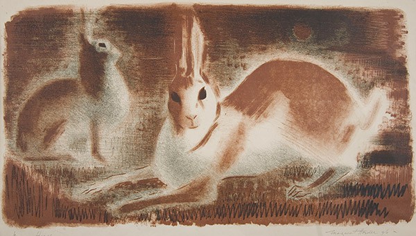 Margaret Horder Hares, 1946, Lithograph on paper, Courtesy of The Bishop Otter Trust