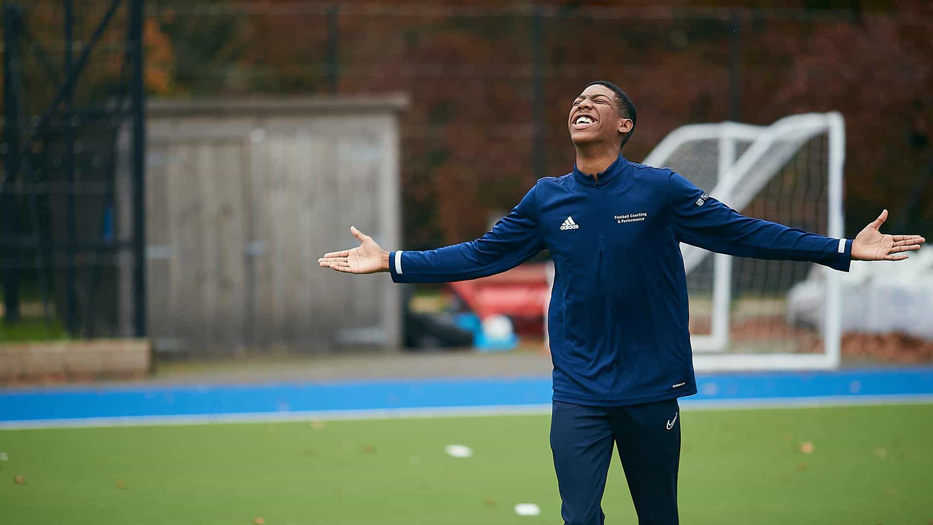 Football student celebrating