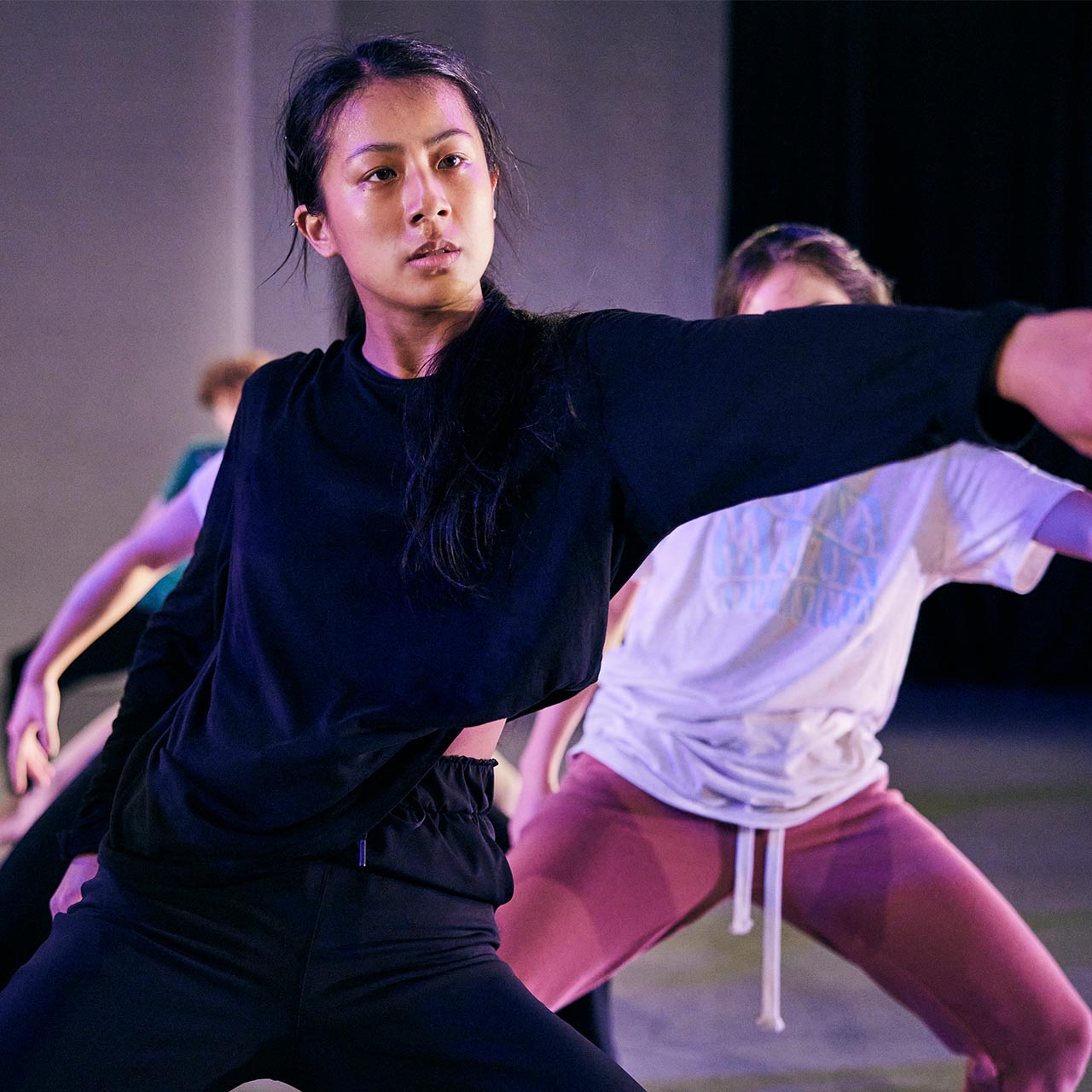 Dance students rehearsing a piece