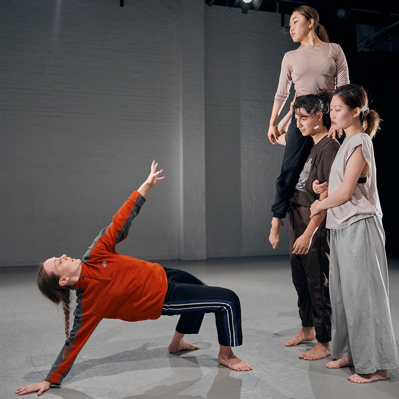 Dance students rehearsing a piece