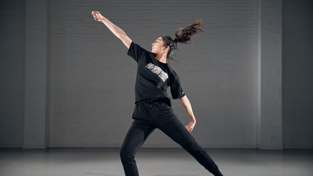 Dance student rehearsing a piece