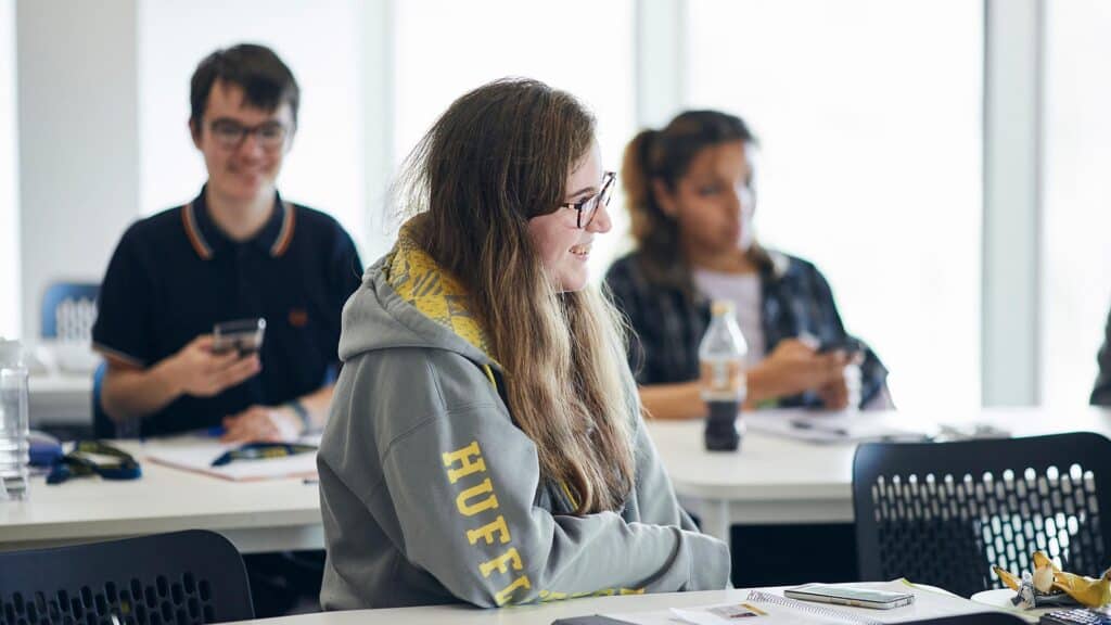 Students sat in an engineering lecture