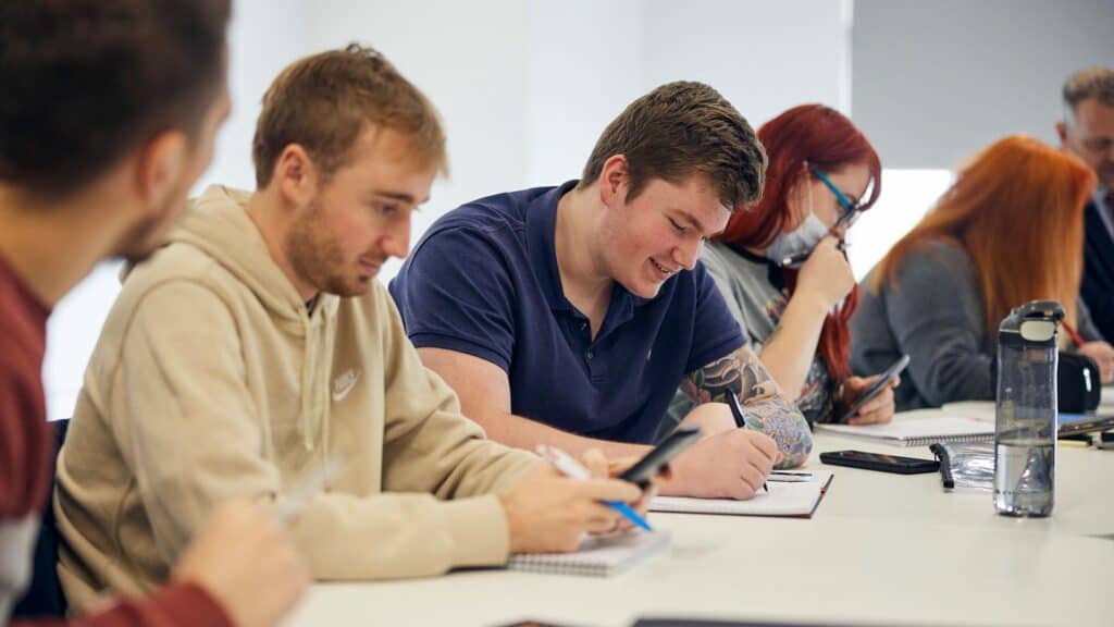 Students sat in an engineering lecture