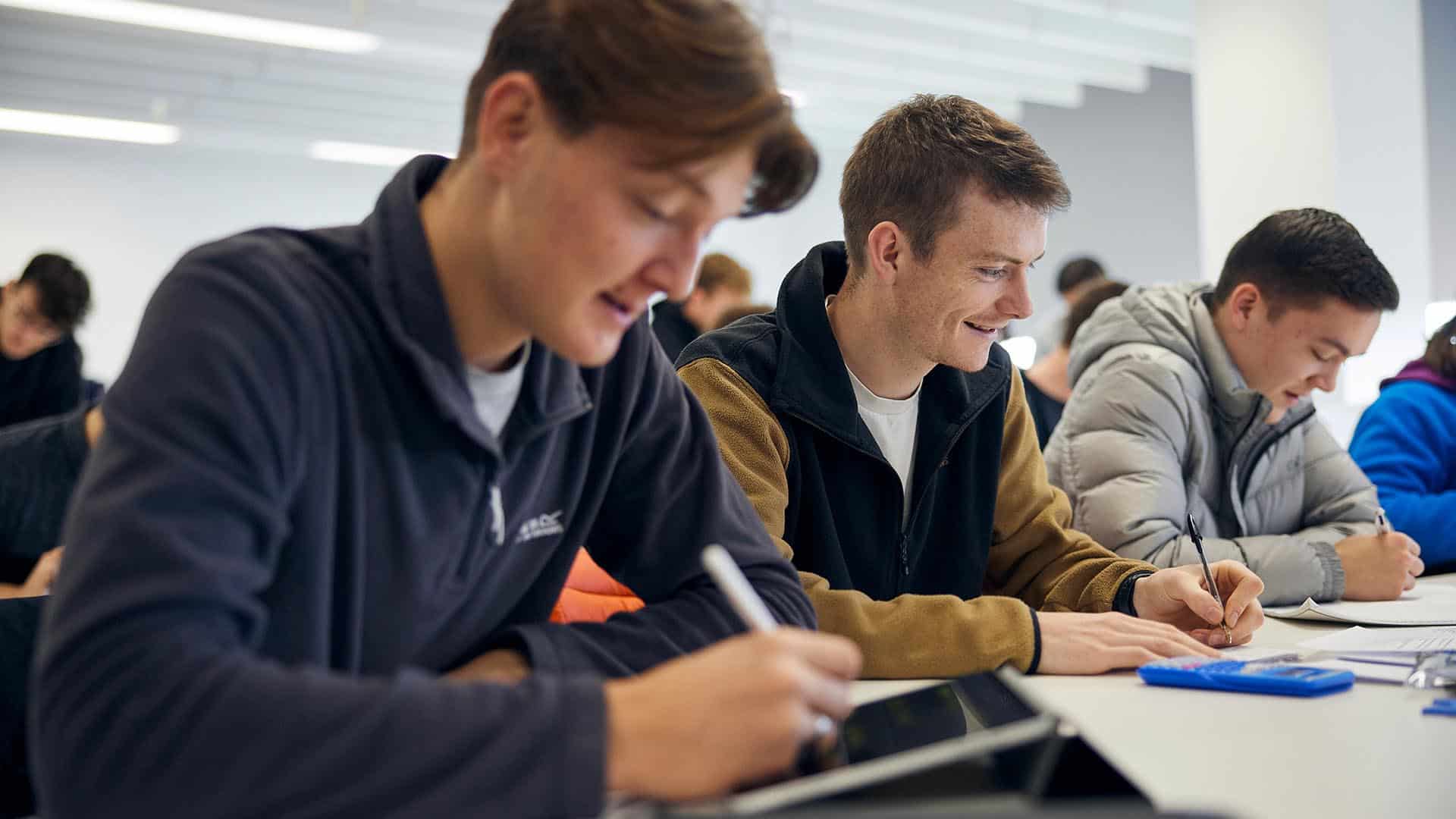 Students sat in an engineering lecture