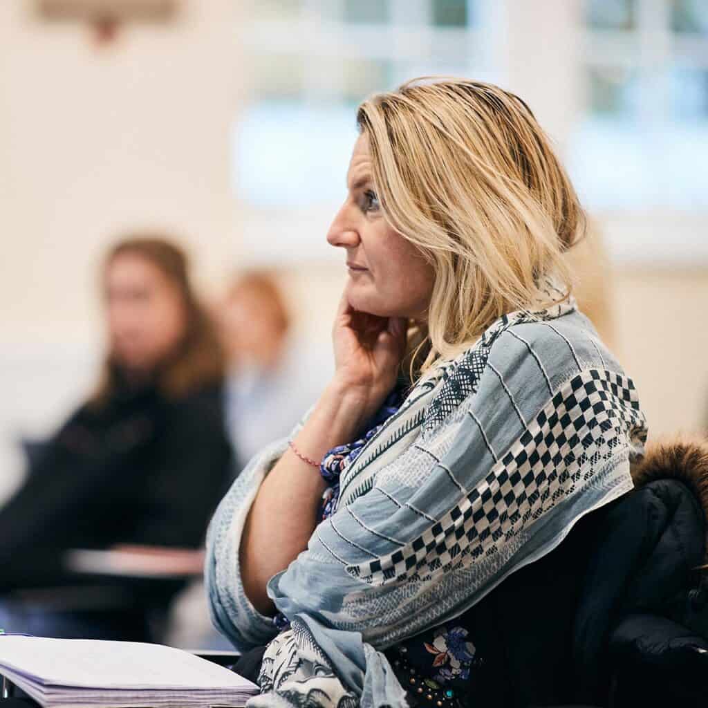 social work student sat in a lecture