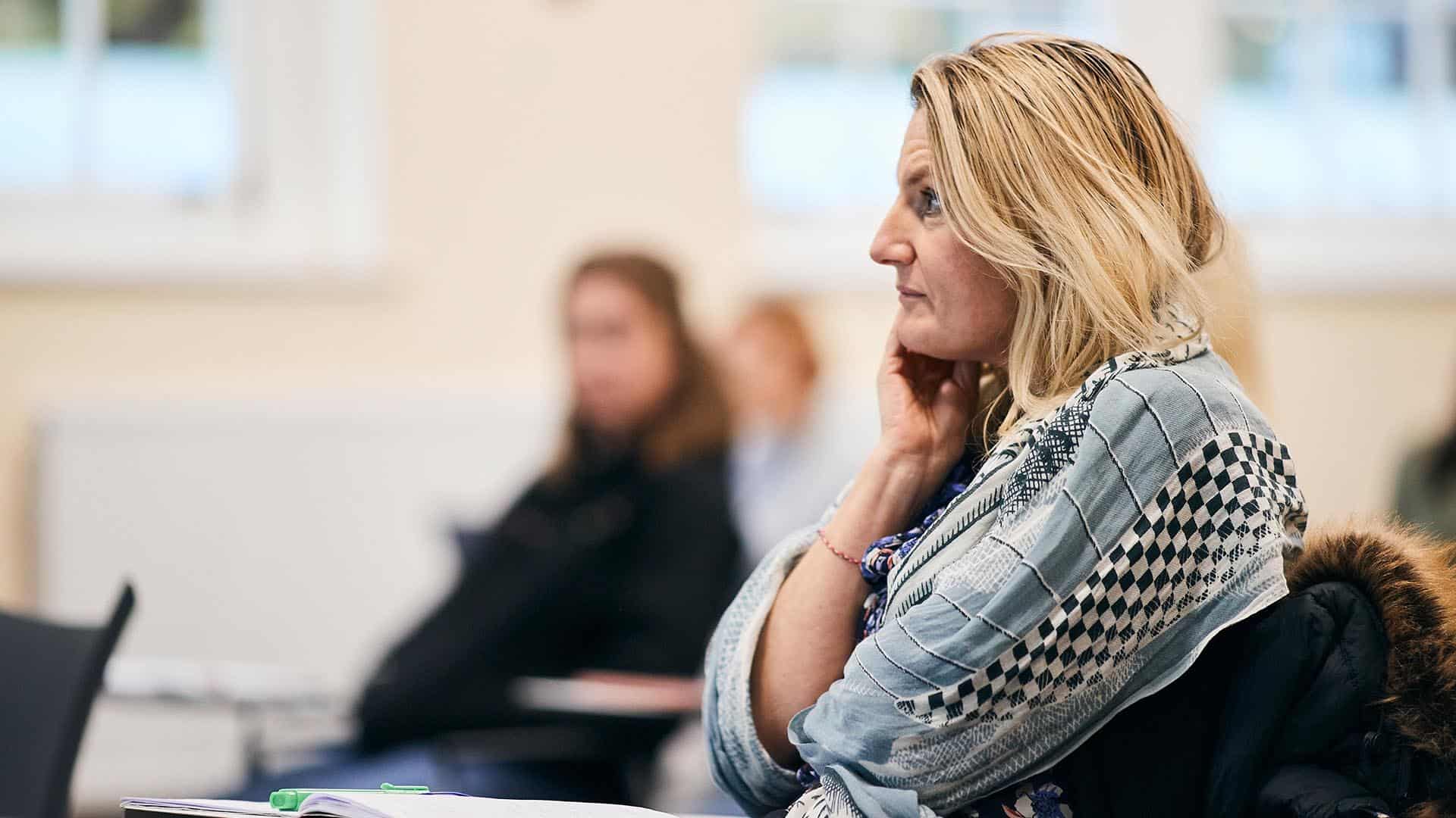social work student sat in a lecture