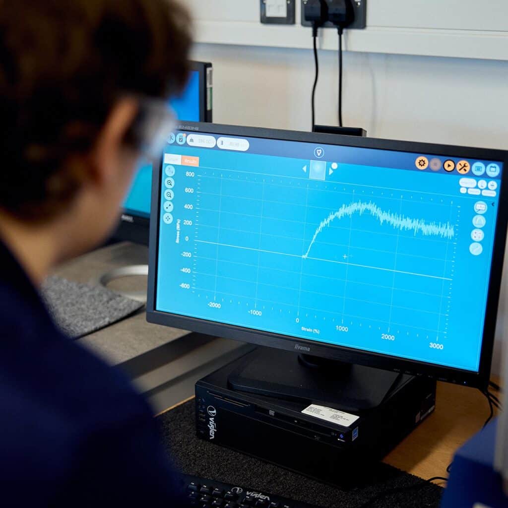 Student looking at a computer