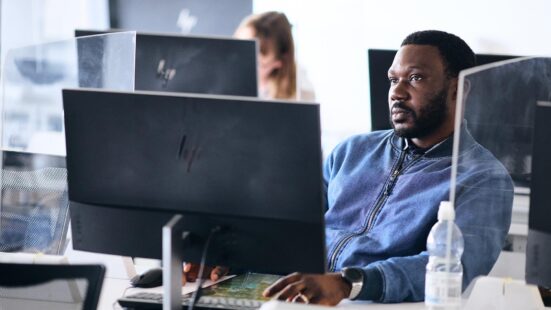 data science student sat at computer