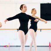 Ballet students practicing a routine