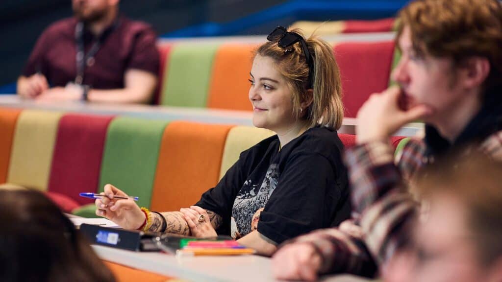 Screenwriting students watching a presentation