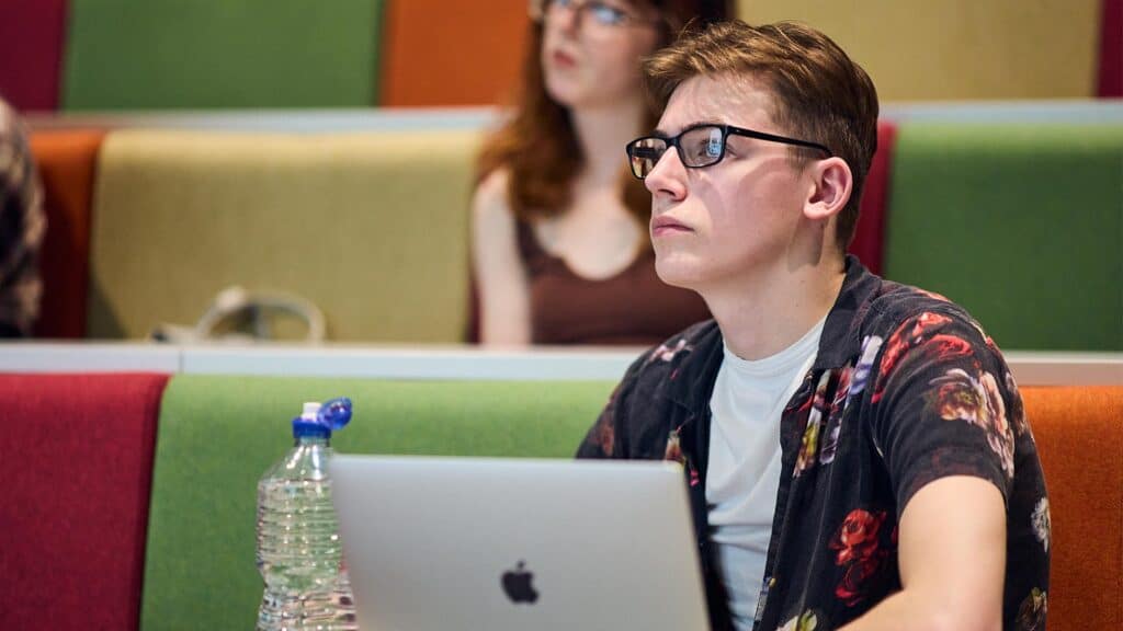 Screenwriting students watching a presentation