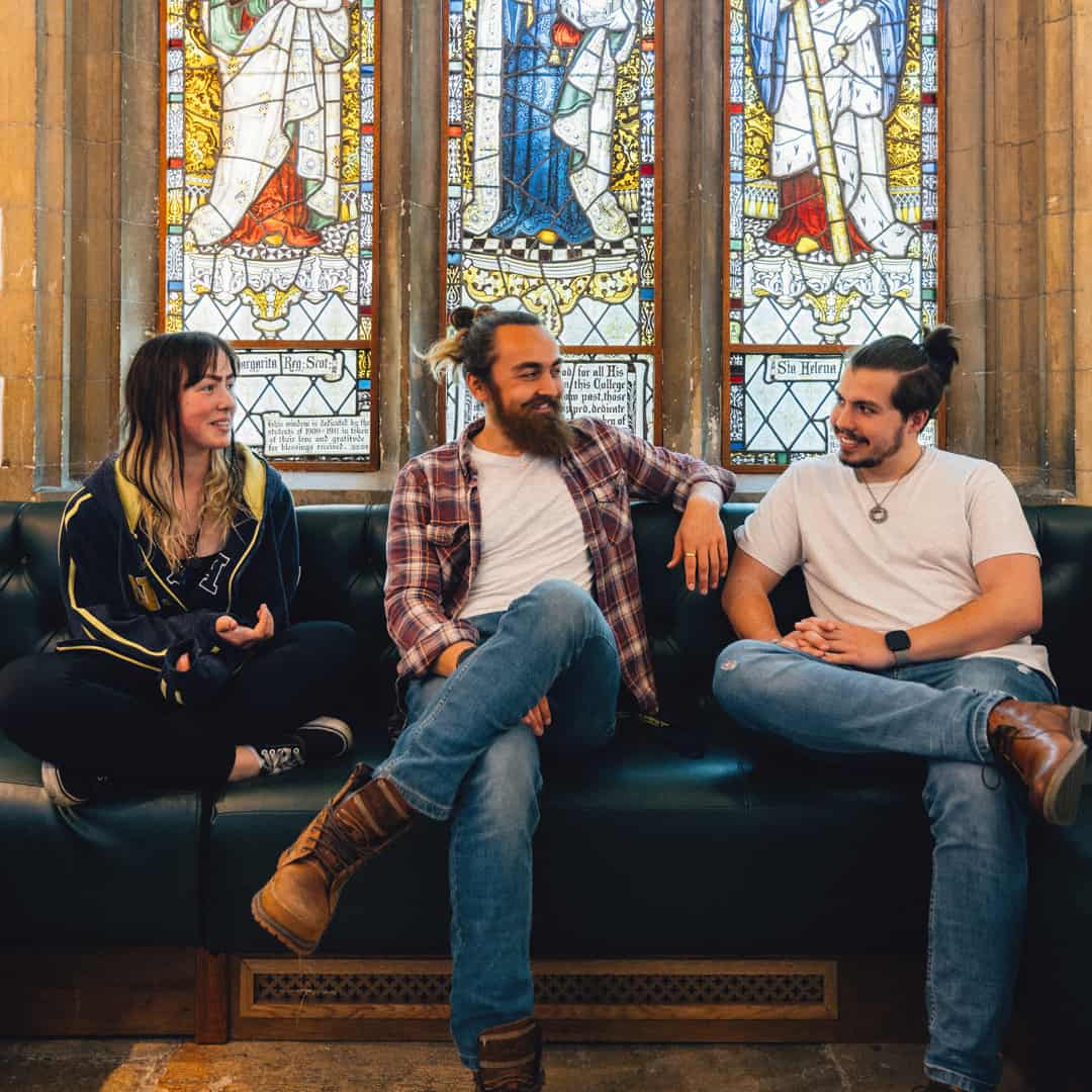 mature students sat inside Cloisters