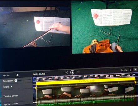 Video editor that shows POV of someone playing the cello